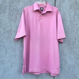 Footjoy FJ Golf Performance Stretch Polo Shirt Pink Stripe Logo Sleeve Men's L
